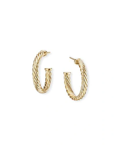 Shop David Yurman Cablespira Hoop Earrings In 18k Gold, 0.75"l