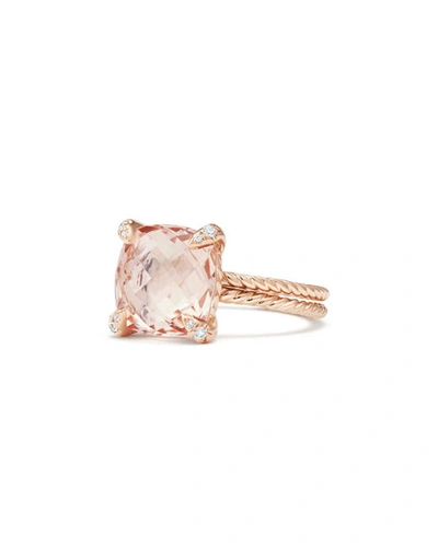 Shop David Yurman Chatelaine 11mm Rose Gold Ring With Morganite & Diamonds