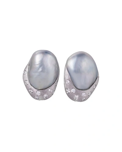 Shop Margot Mckinney Jewelry 18k Baroque Pearl & Diamond Stud Earrings