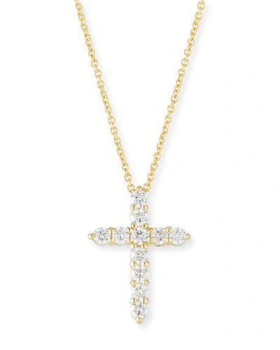 Shop Roberto Coin Tiny Treasure 18k Gold Diamond Cross Necklace