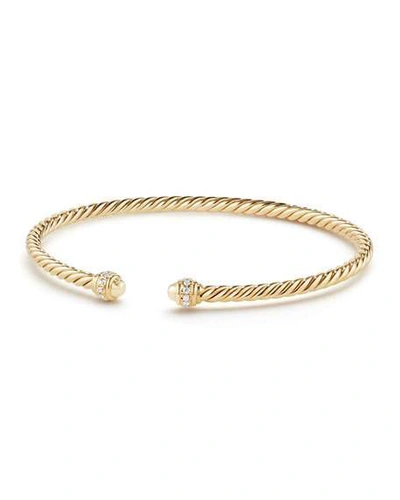 Shop David Yurman 18k Gold Petite Cablespira® Bracelet W/ Diamonds
