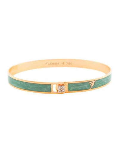 Shop Alessa Jewelry Spectrum 18k Rose Gold Paint & Diamond Bangle, Green