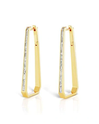 Shop Maria Canale 18k Gold Diamond Trapezoid Hoop Earrings