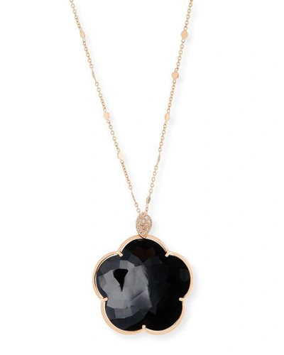 Shop Pasquale Bruni Bon Ton 18k Black Onyx Floral Pendant Necklace W/ Diamonds