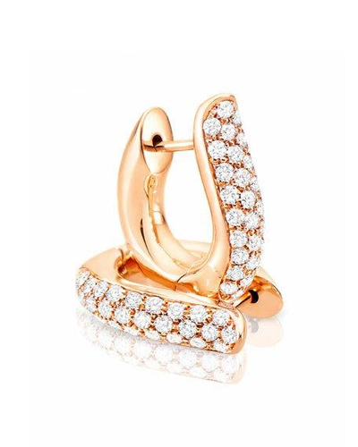 Shop Tamara Comolli Pave Diamond Hoop Earrings In 18k Rose Gold