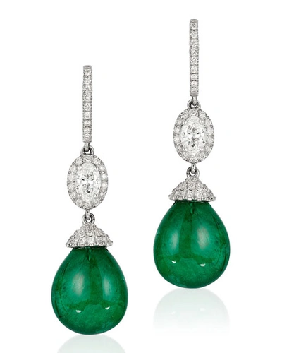 Shop Andreoli 18k White Gold, Emerald & Diamond Drop Earrings