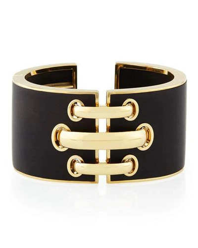 Shop David Webb 18k Gold Ebony Shoelace Cuff Bracelet