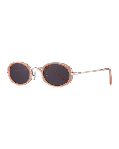 Shop Illesteva Ravello Oval Acetate & Metal Sunglasses In Apricot/gold