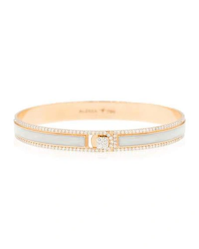 Shop Alessa Jewelry Spectrum Painted 18k Rose Gold Bangle W/ Diamonds, White