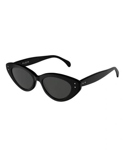 Shop Alaïa Cat-eye Acetate Sunglasses In Black