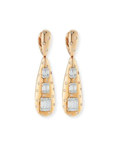 Shop Andreoli 18k Rose Gold Baguette Diamond Teardrop Earrings
