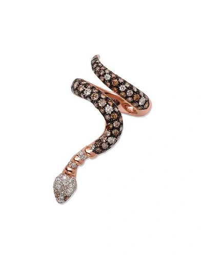 Shop Staurino Fratelli Magic Snake 18k Rose Gold Single-coil Python Ring With Mixed Diamonds