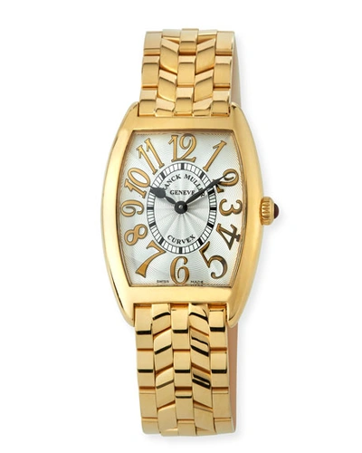 Shop Franck Muller Cintree Curvex 18k Gold Bracelet Watch, Gold/white