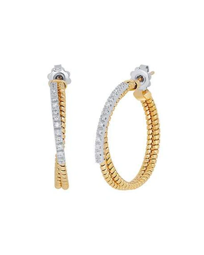Shop Alberto Milani Piazza Mercanti Tubogas Two-tone Hoop Earrings With Diamonds