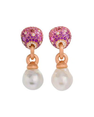Shop Margot Mckinney Jewelry 18k Pink Stone & Baroque Pearl Drop Earrings