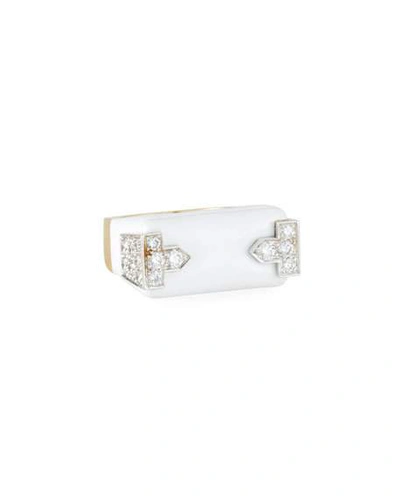 Shop David Webb 18k White Enamel & Diamond Hero Ring