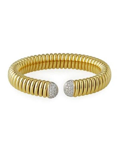Shop Alberto Milani Piazza Mercanti 18k Gold Tubogas Wide Cuff Bracelet W/ Diamonds, 0.69tcw