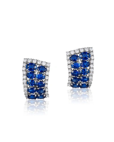 Shop Andreoli 18k White Gold Sapphire & Diamond Earrings