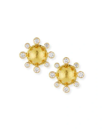 Shop Elizabeth Locke Diamond-detailed 19k Gold Dome Earrings