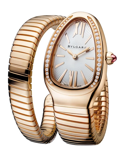 Shop Bvlgari Serpenti Tuboga 35mm 18k Rose Gold Diamond Coil Watch