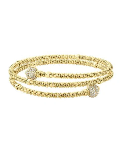Shop Lagos 18k Caviar Gold Coil Bracelet W/ Diamonds