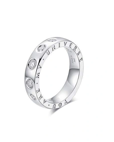 Shop Alberto Milani Dirce "you Are My Universe" 18k White Gold 5-diamond 4.3mm Band Ring