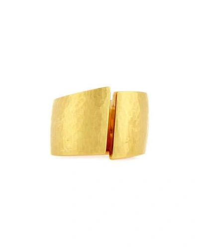 Shop Vendorafa Hammered Split-center Ring In 18k Gold