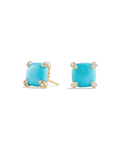 Shop David Yurman Chatelaine 8mm Turquoise & Diamond Earrings