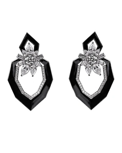 Shop Nikos Koulis 18k White Gold Oui Diamond & Enamel Earrings