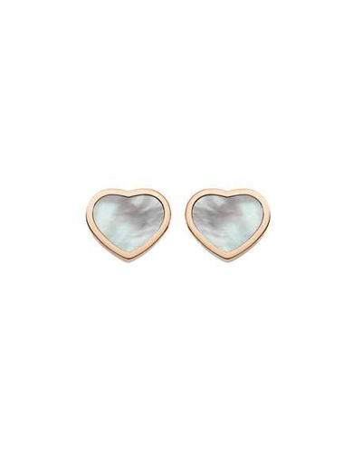 Shop Chopard Happy Hearts 18k Rose Gold Mother-of-pearl Stud Earrings