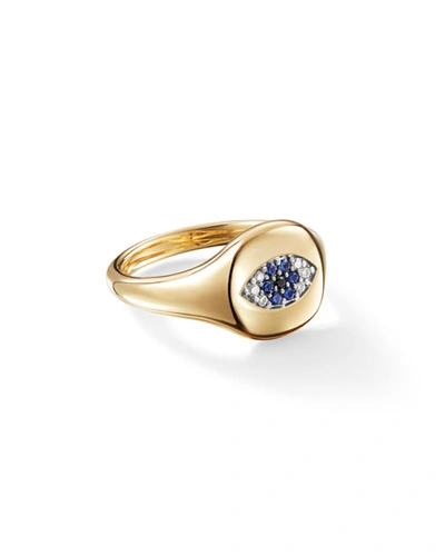 Shop David Yurman 18k Gold Diamond Evil Eye Pinky Ring