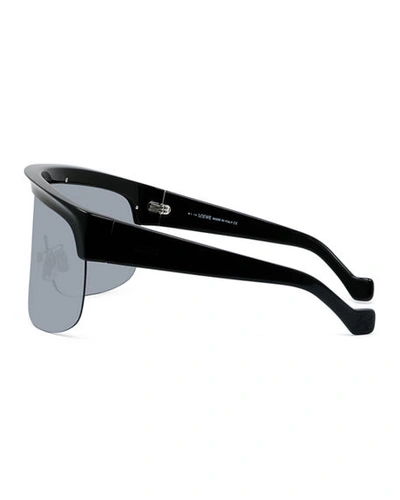 Shop Loewe Curved Shield Semi-rimless Sunglasses In Black