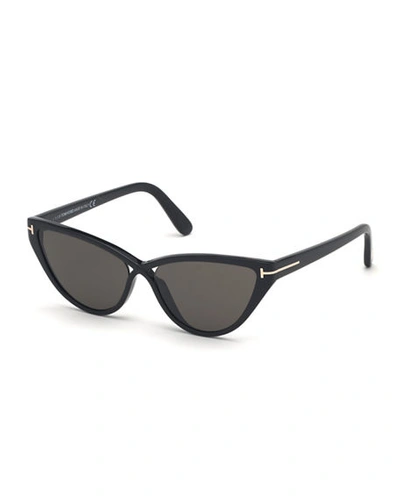 Shop Tom Ford Charlie Cat-eye Acetate Sunglasses In Black