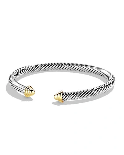 Shop David Yurman Cable Bracelet In Silver With 14k Gold, 5mm