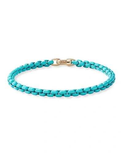 Shop David Yurman Dy Bel Aire Chain Bracelet With 14k Gold, 4mm In Turquoise