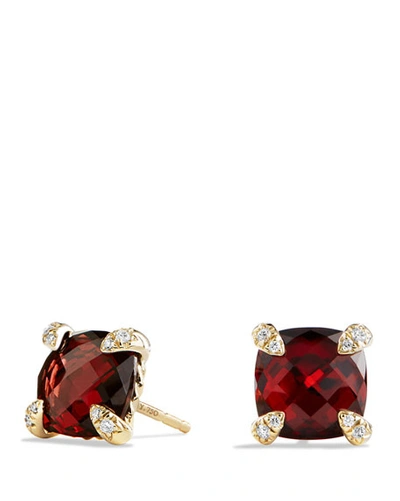 Shop David Yurman 8mm Chatelaine Garnet Earrings With Diamonds