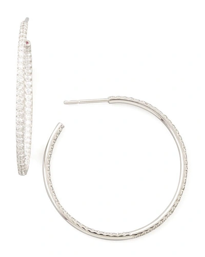 Shop Roberto Coin 35mm White Gold Diamond Hoop Earrings, 1.1ct