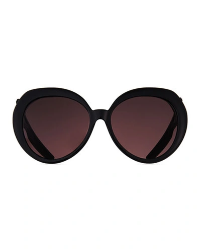 Shop Balenciaga Contrast Round Gradient Sunglasses In Black