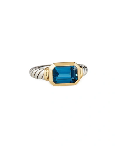 Shop David Yurman Novella Stone Ring W/ 18k Gold In Blue Topaz