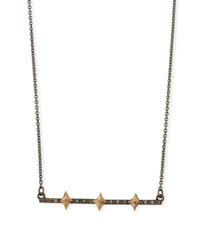 Shop Armenta Cuento Crivelli Bar Necklace W/ Diamonds In Silver