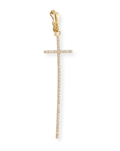 Shop Dominique Cohen 18k Yellow Gold Diamond Cross Pendant (tall)