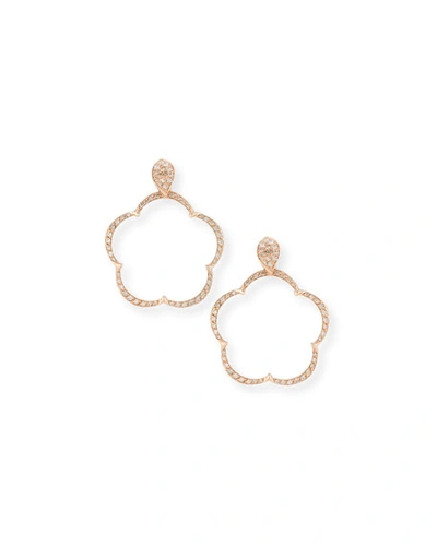 Shop Pasquale Bruni Ton Jolie Diamond Floral Hoop Drop Earrings In 18k Rose Gold