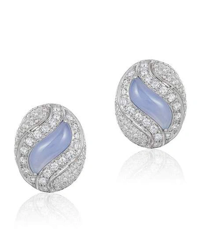 Shop Andreoli 18k White Gold, Diamond & Purple Chalcedony Earrings