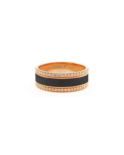 Shop Alessa Jewelry Spectrum Painted 18k Rose Gold Ring W/ Diamond Trim, Black