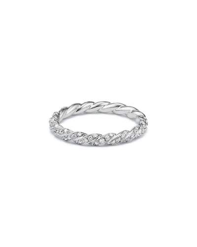 Shop David Yurman Paveflex 2.7mm Ring With Diamonds In 18k White Gold