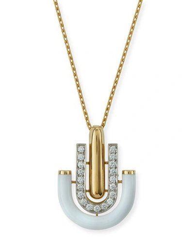 Shop David Webb Motif" White Enamel & Diamond Unity Pendant Necklace"