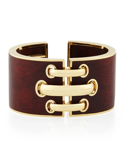 Shop David Webb 18k Gold Bloodwood Shoelace Cuff Bracelet
