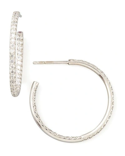Shop Roberto Coin 25mm White Gold Diamond Hoop Earrings, 0.8ct