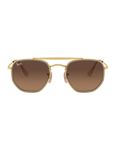 Shop Ray Ban Rectangle Steel Monochromatic Sunglasses In Brown
