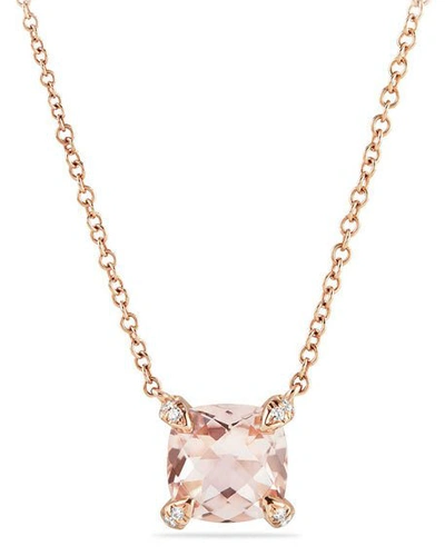 Shop David Yurman Chatelaine 18k Rose Gold Necklace W/ Morganite, 18"